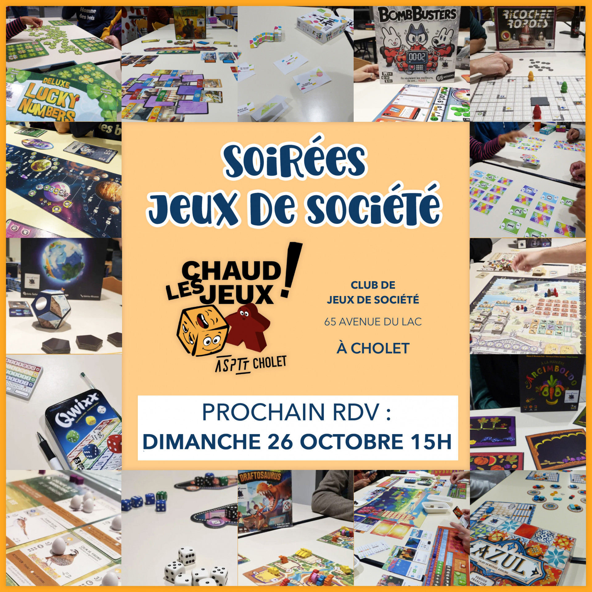 soirée jeux de société cholet asptt