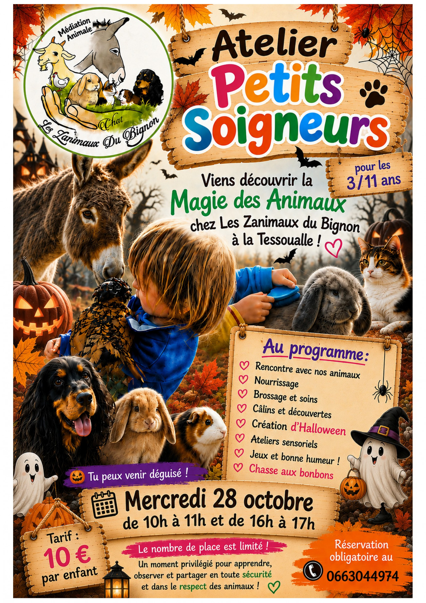 Ateliers petits soigneurs - © les Z'Animaux du Bignons ateliers petits soigneurs chasse aux bonbons et création d'halloween la tessoualle
