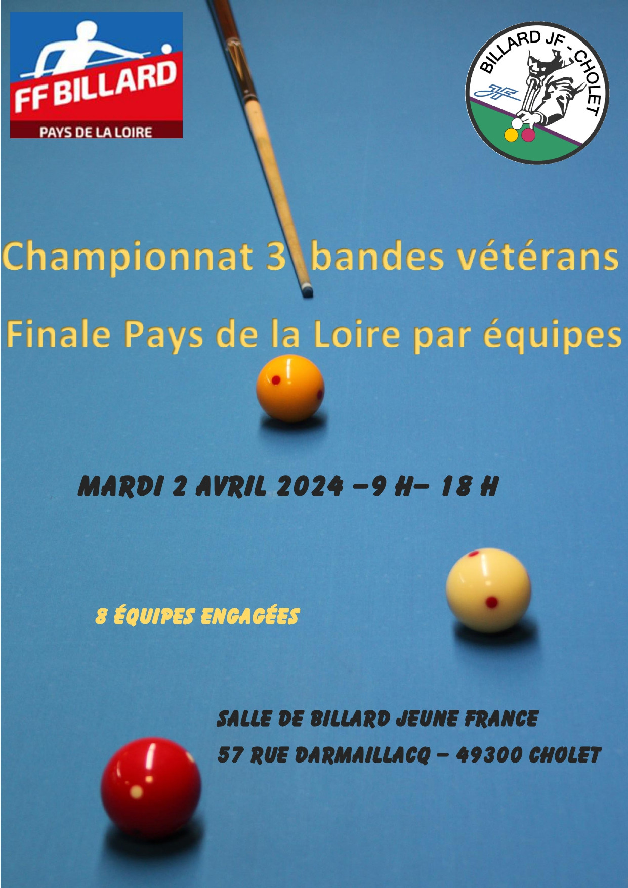 championnat 3 bandes vétérans billard cholet