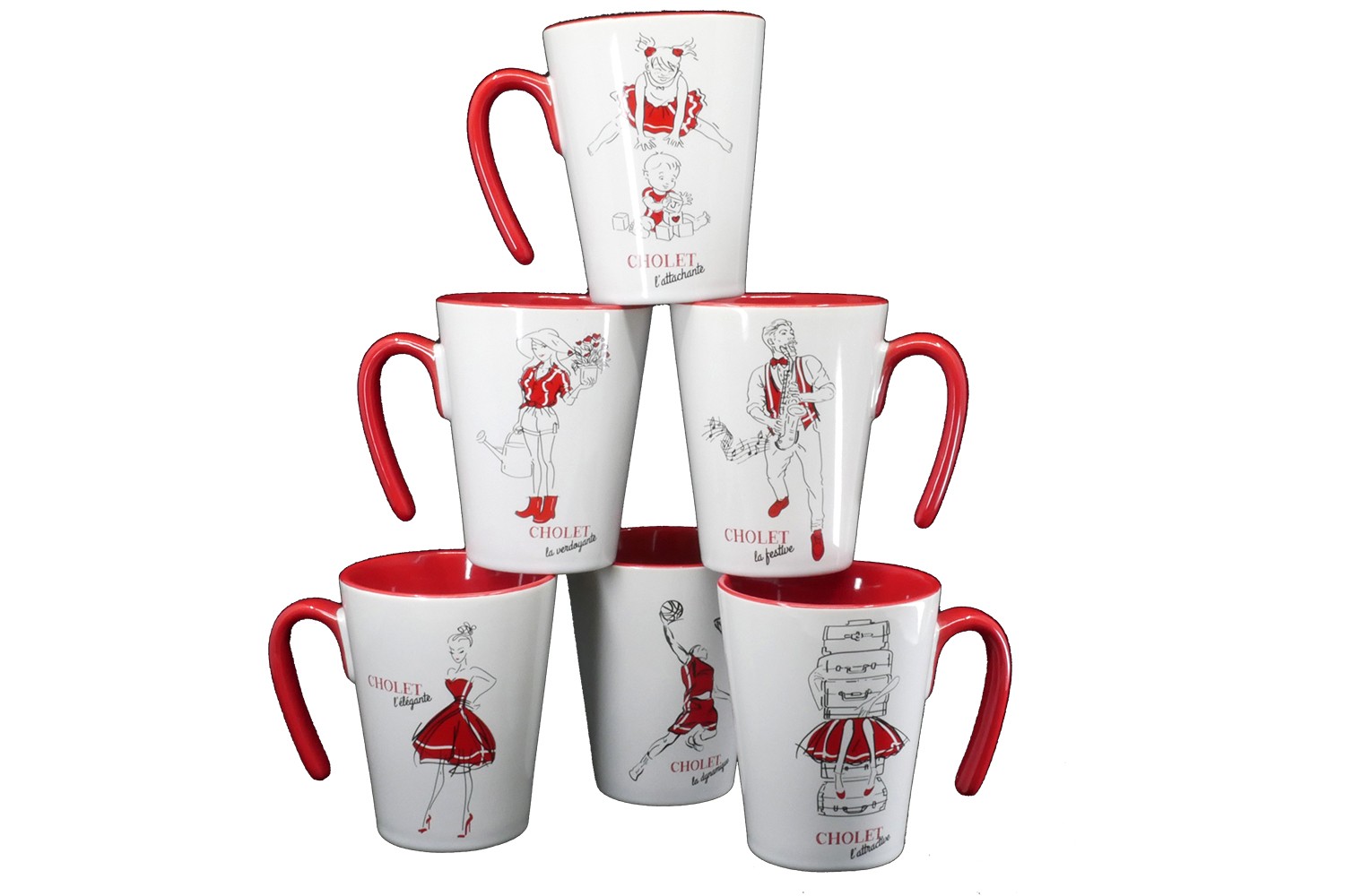 mugs rouge collection Cholet festive attachante verdoyante attractive dynamique élégante lot de 6