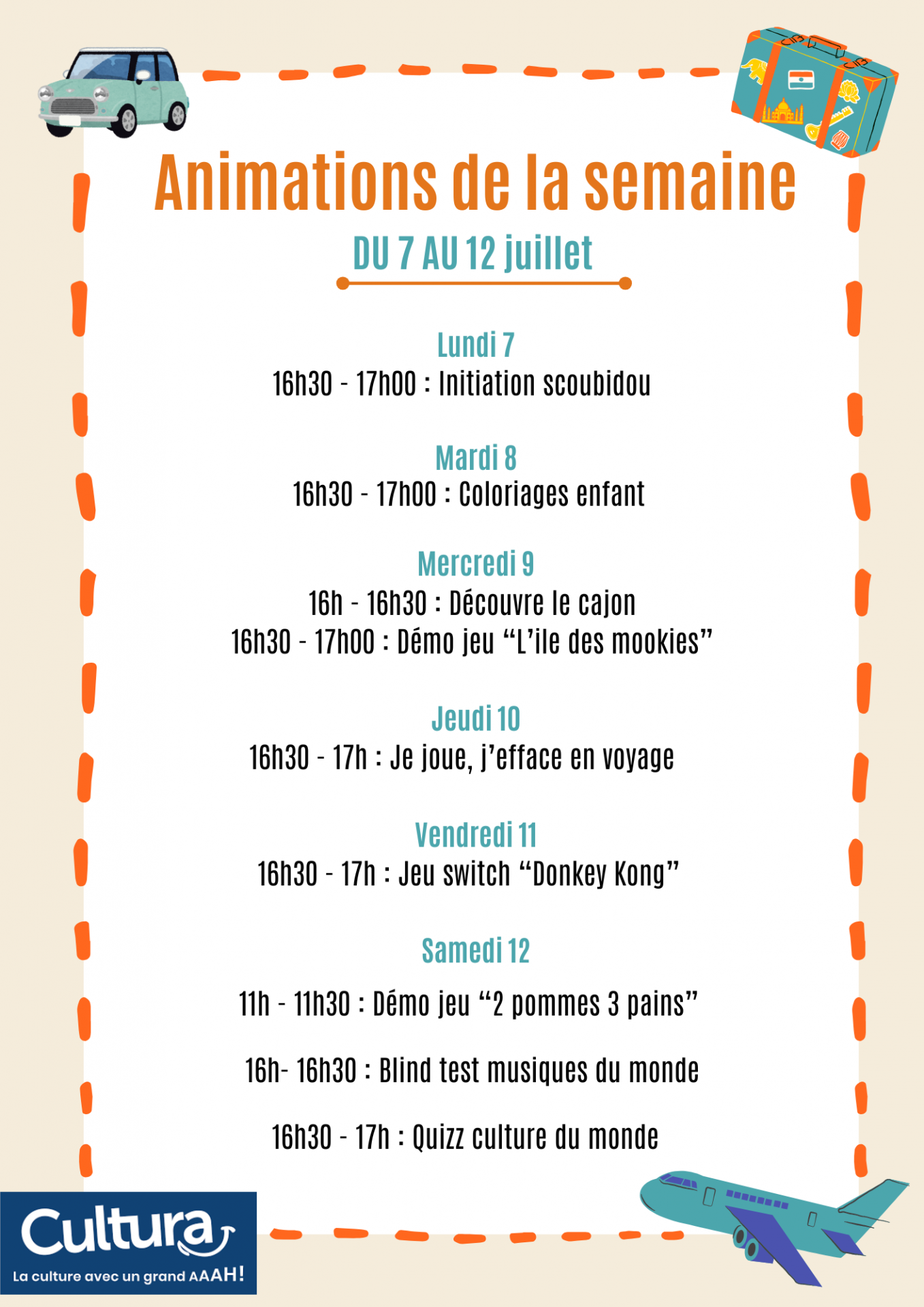 animations vacances Cultura cholet