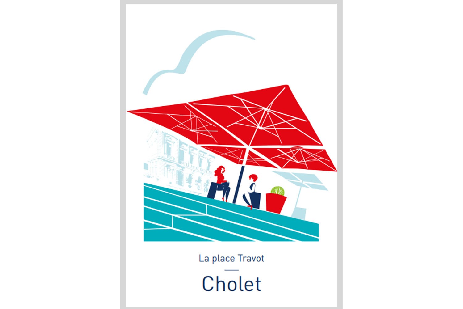 Affiche Illustrée La Place Travot - Cholet