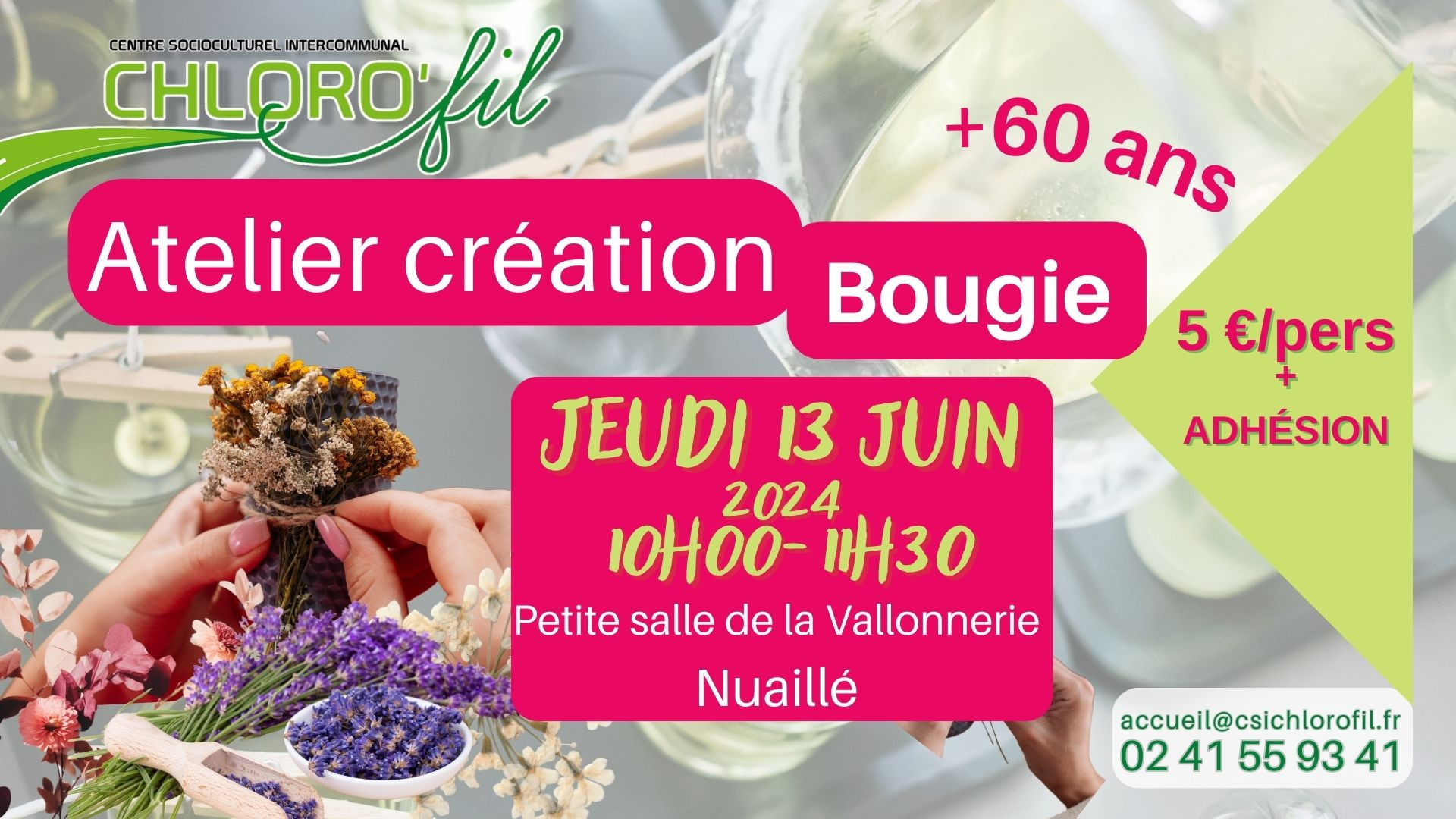 Atelier création bougie agenda manifestation Nuaillé