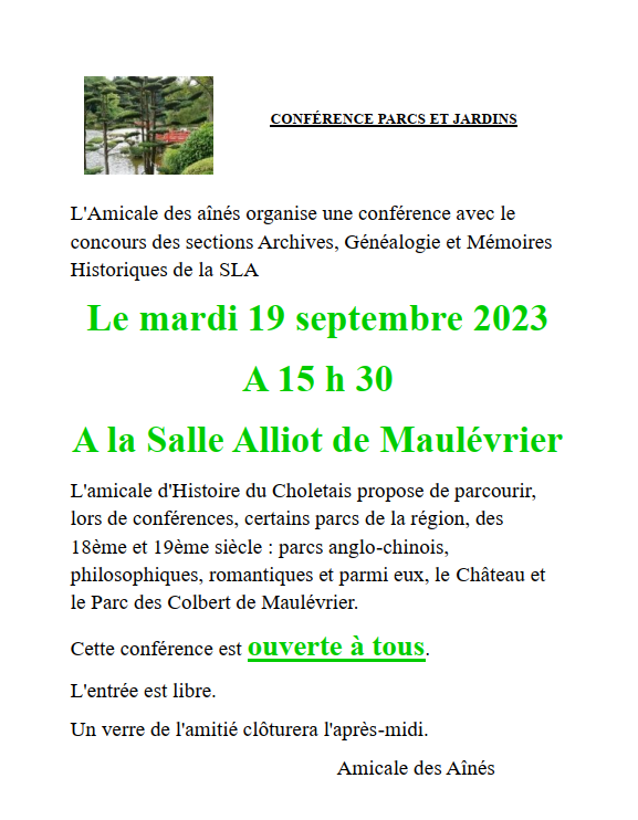 conférence parcs et jardins maulévrier