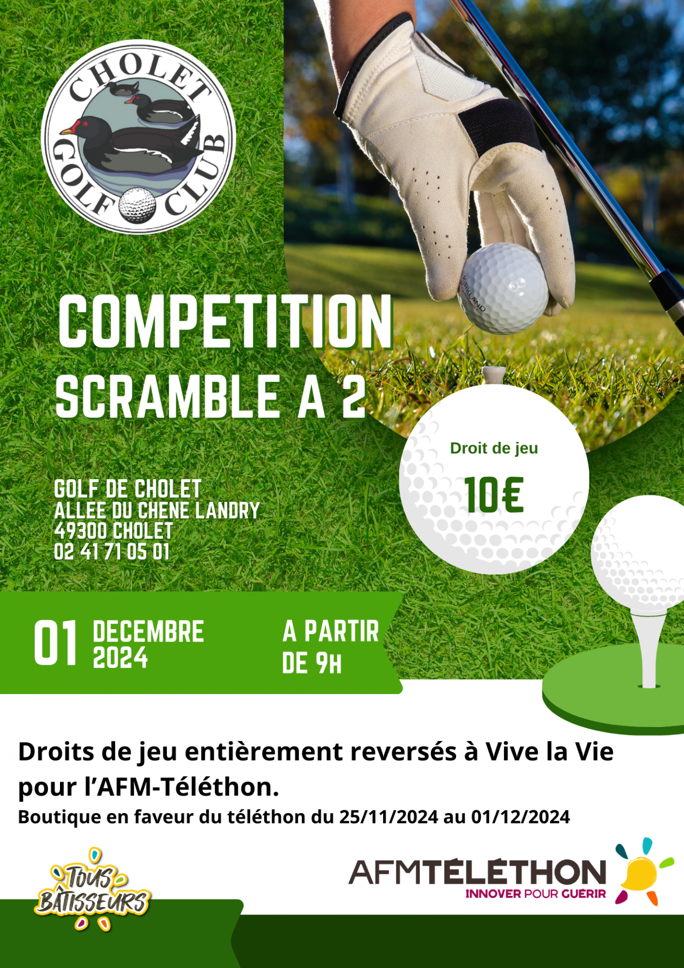 Compétition Golf Scramble à 2 pour le téléthon