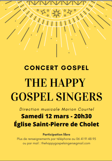 Agnda manifestation Concert Gosepl : the Happy Gospel Singers cholet