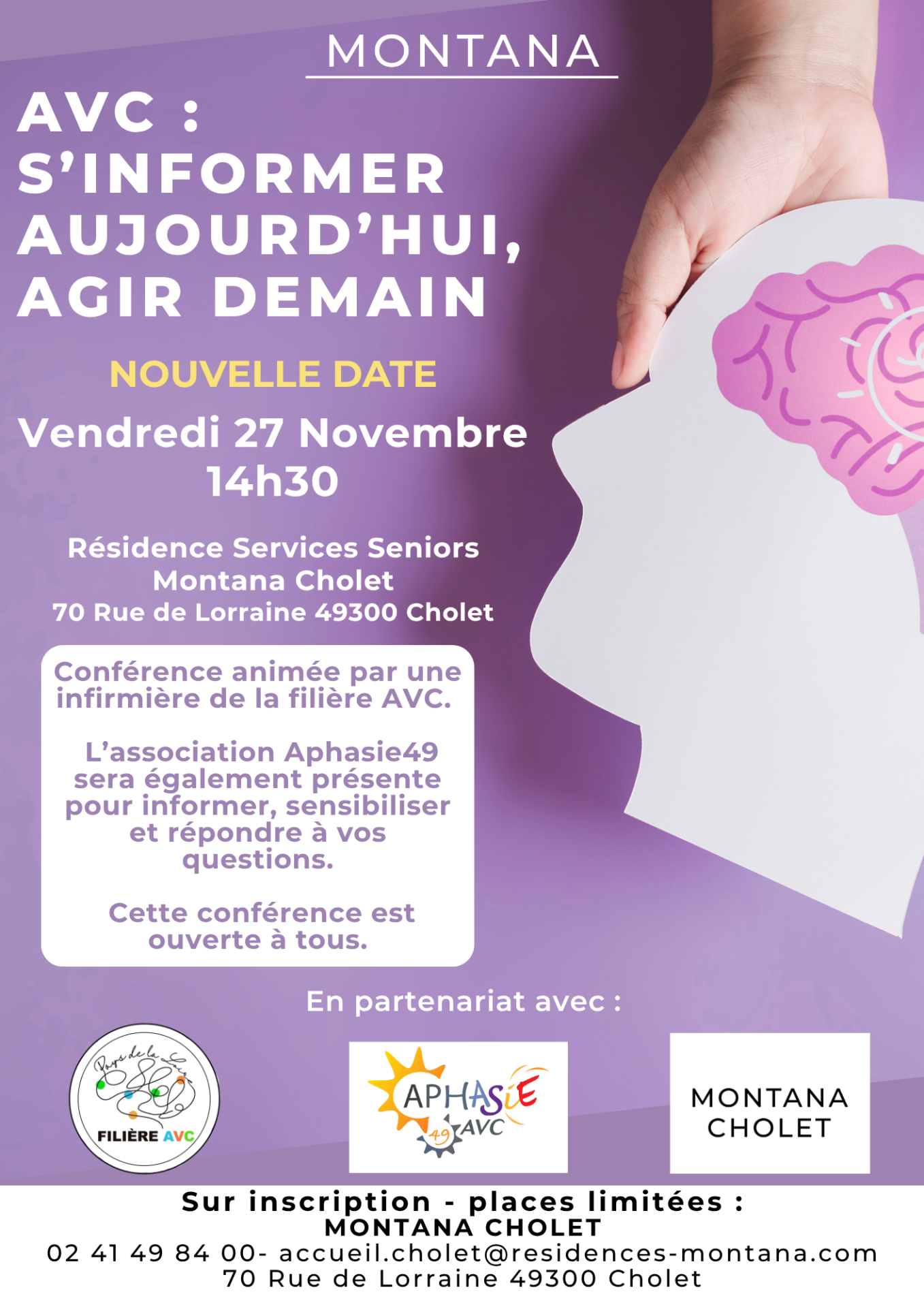 Conférence AVC : s'informer aujourd'hui, agir demain - © Montana Cholet Conférence Santé AVC Cholet