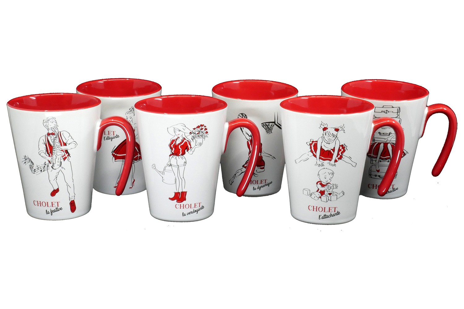 mugs rouge collection Cholet festive attachante verdoyante attractive dynamique élégante lot de 6