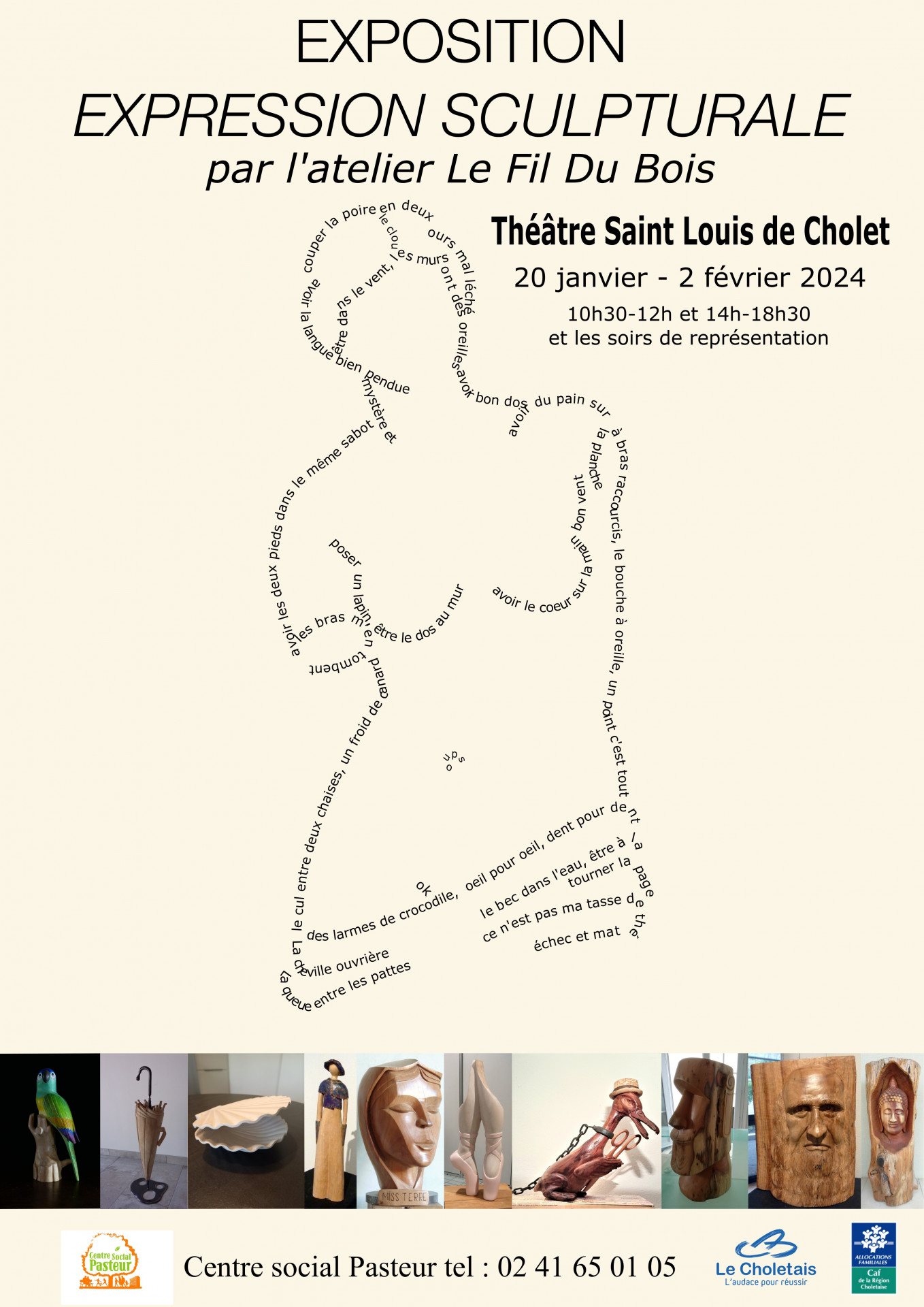 Exposition expression sculpturale agenda manifestation le Fil du Bois Cholet Théâtre Saint-Louis