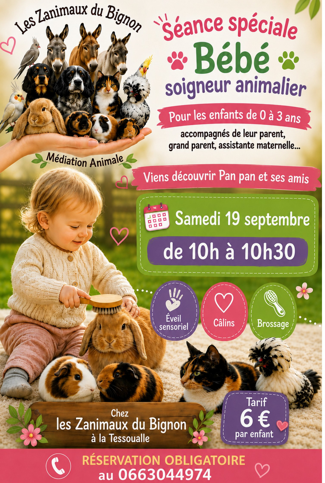 séance spéciale bébé soigneur animalier la tessoualle
