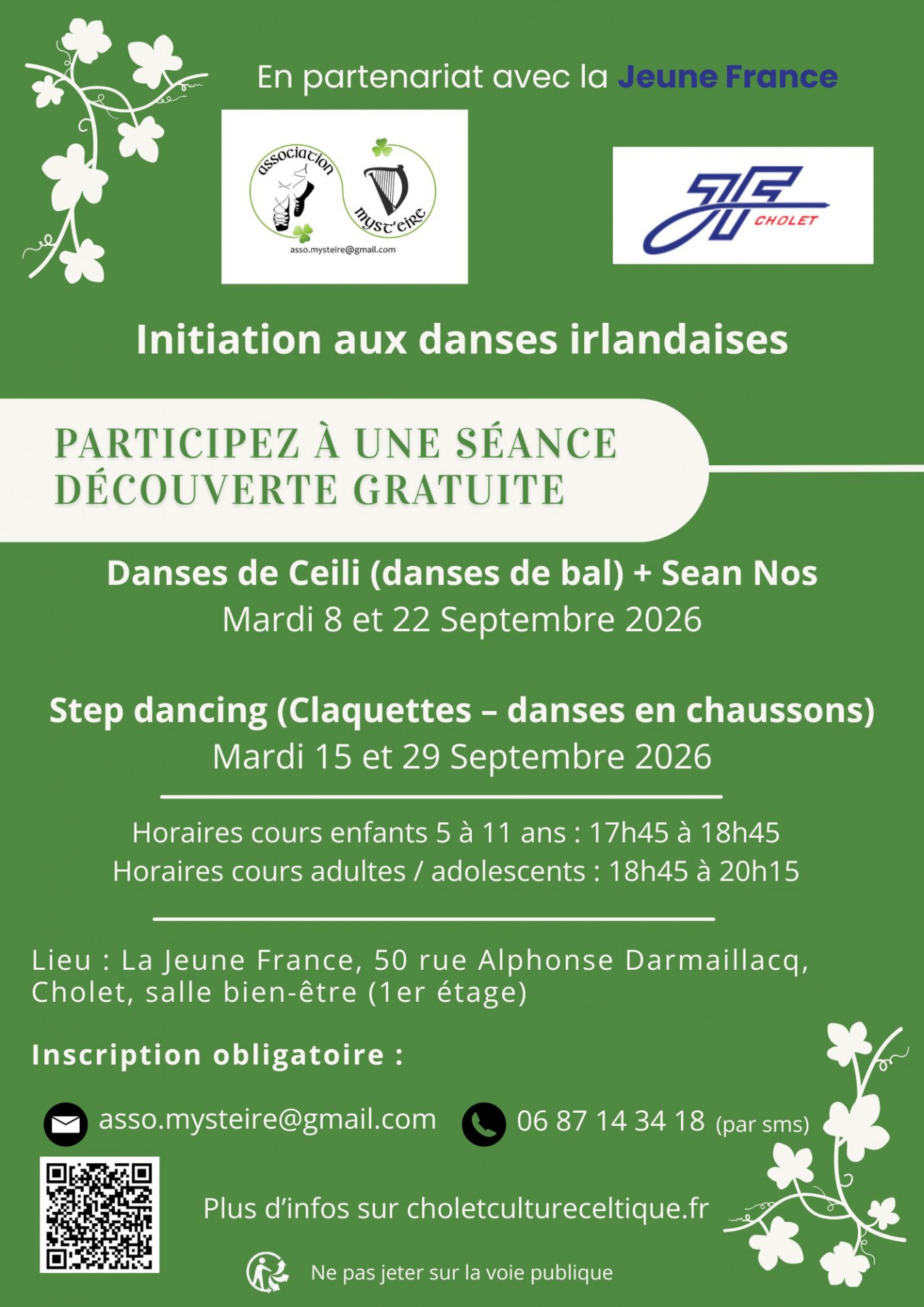 Agenda manifestation Cholet Initiation aux danses irlandaises 