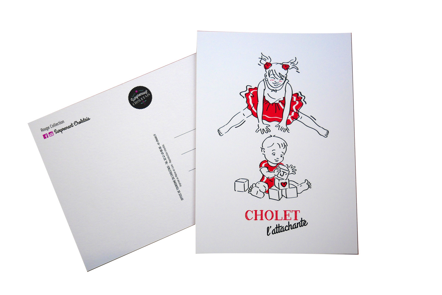 Lot de 6 cartes postales Rouge Collection
