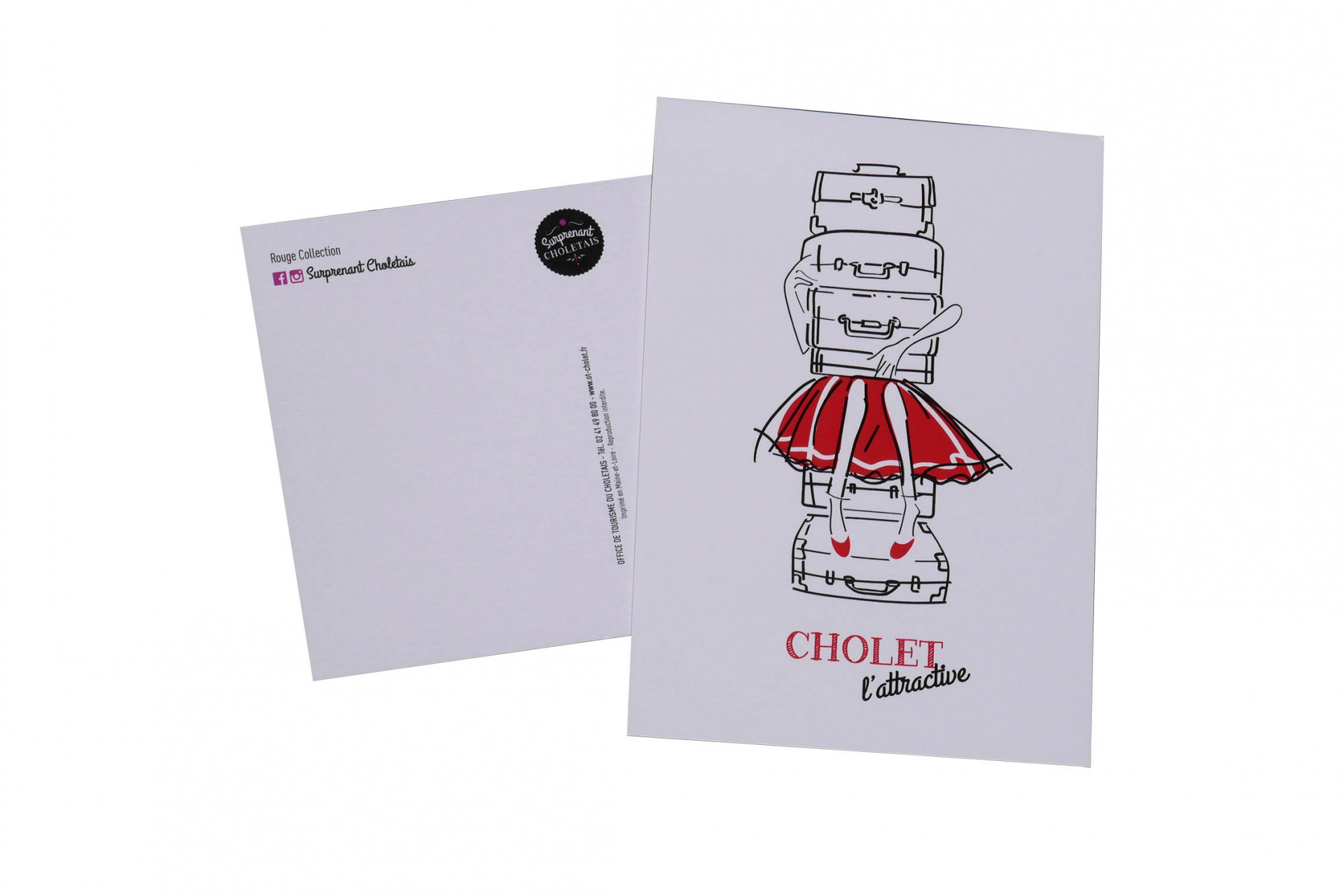 Lot de 6 cartes postales Rouge Collection