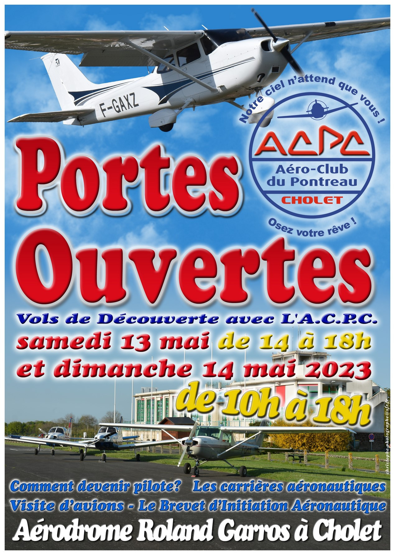 Agenda manifestation Portes ouvertes de l'Aéro-Club (ACPC) de Cholet