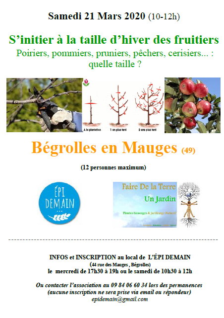 affiche animation s'initier à la taille d'hiver des fruitiers