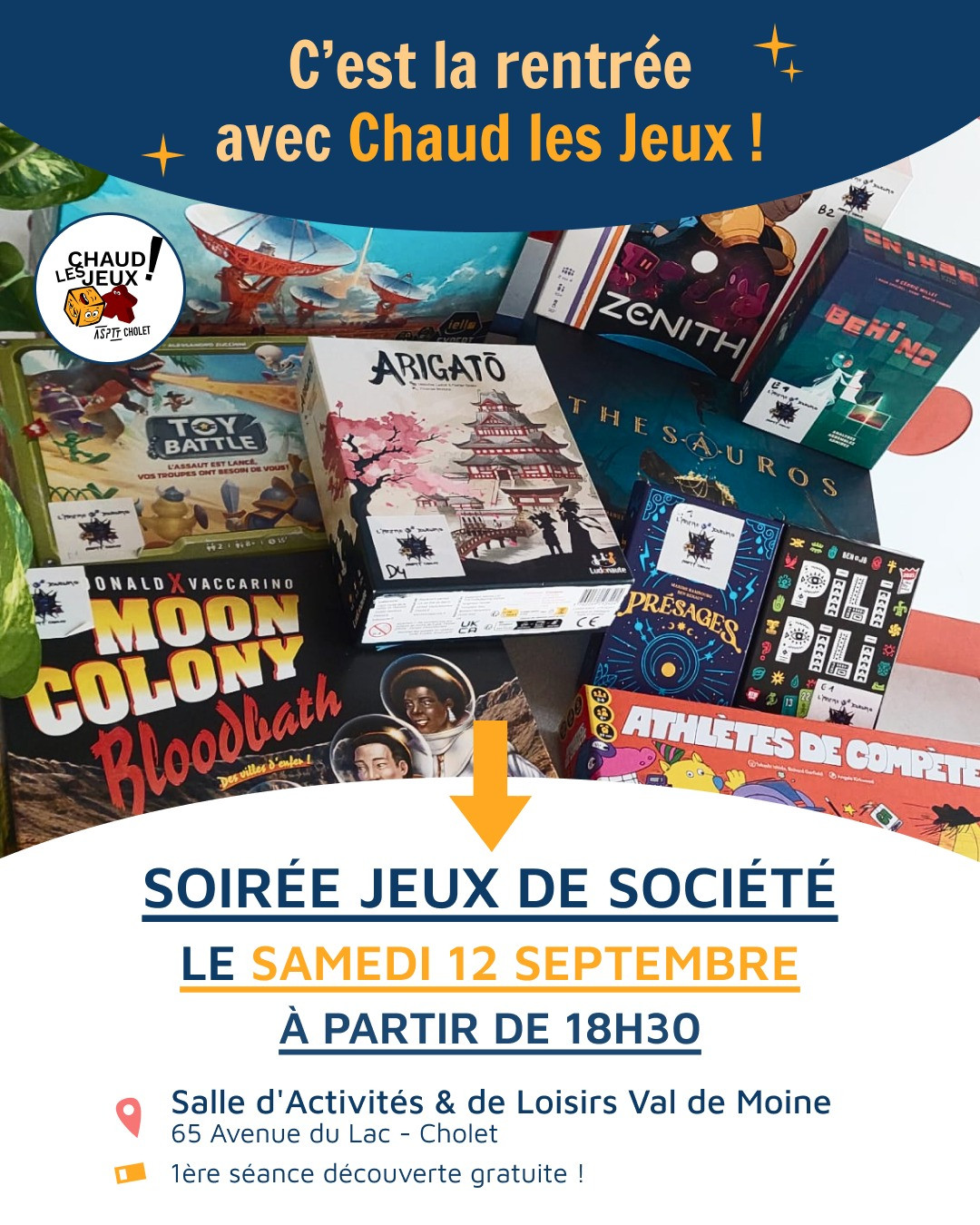 Soirée Jeux de Société : Chaud les Jeux ! - © ASPTT Jeux Société Soirée Cholet