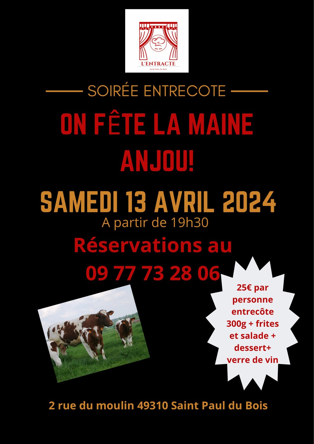 Soirée Entrecôte Restaurant Produits Locaux Viande Saint-Paul-du-Bois