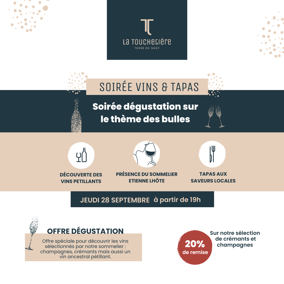Agenda manifestation Soirée Vins et Tapas La Touchetière cholet