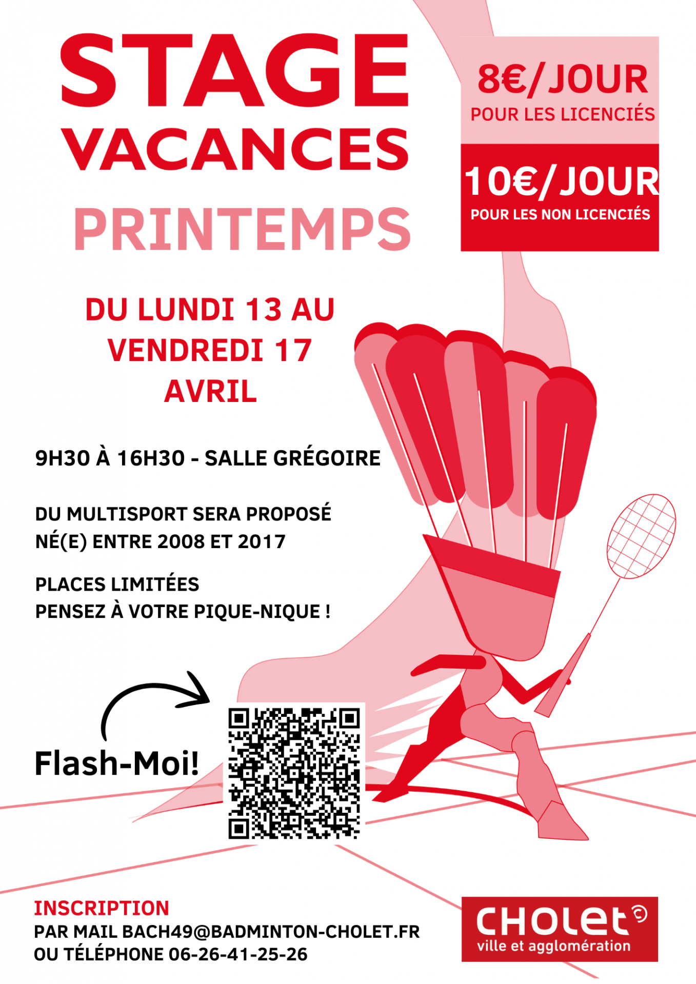 Stage Badminton Jeunes Loisirs et Compétiteurs Printemps 2026