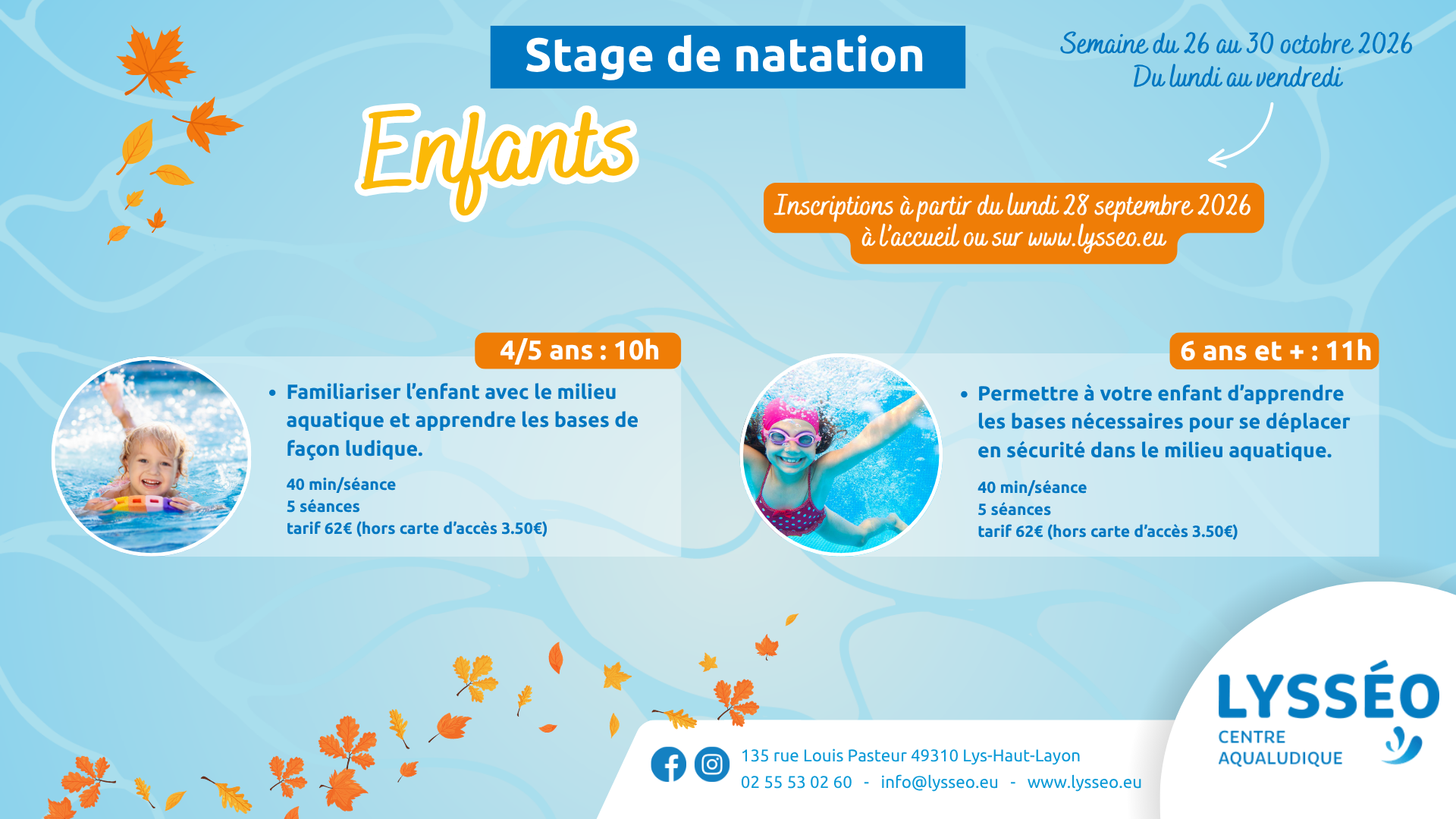Stage natation enfants Lysséo