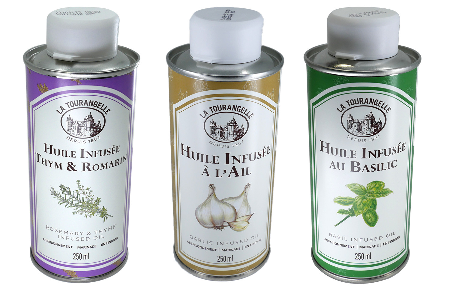 Trio Huiles Infusées - Ail - Basilic - Thym Romarin