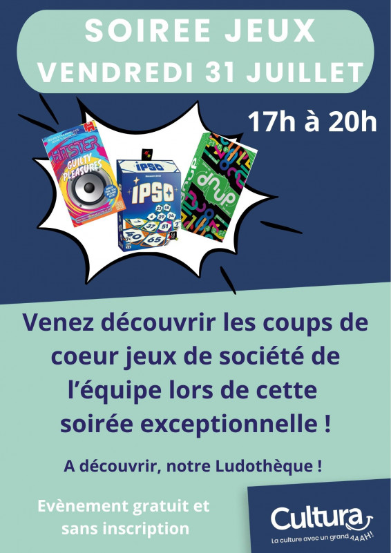 SOIREE JEUX cultura Cholet