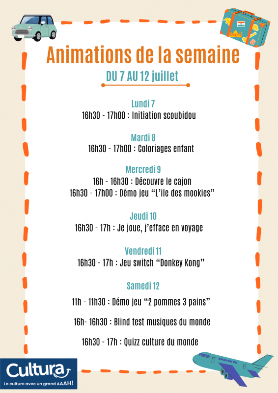 animations vacances Cultura cholet