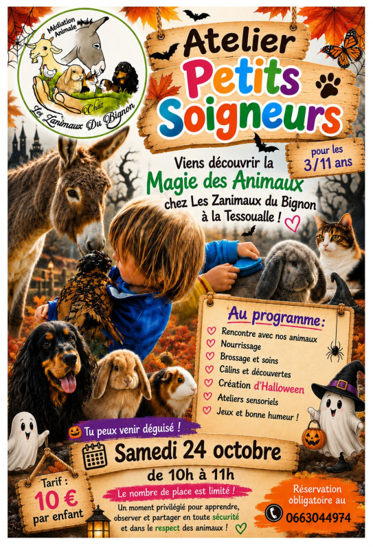 Agenda manifestation Atelier petits soigneurs  du 24 octobre création halloween