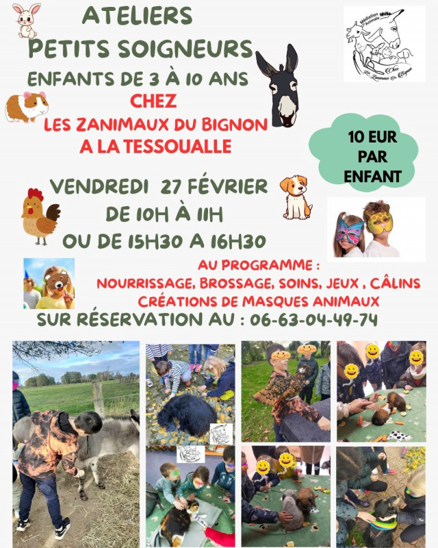 Ateliers Petit Soigneur / moment privilégié pour les enfants de 3 à 10 ans auprès des animaux