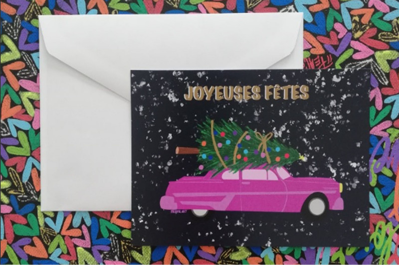 Carte - Cadillac Joyeuses Fêtes - Marine