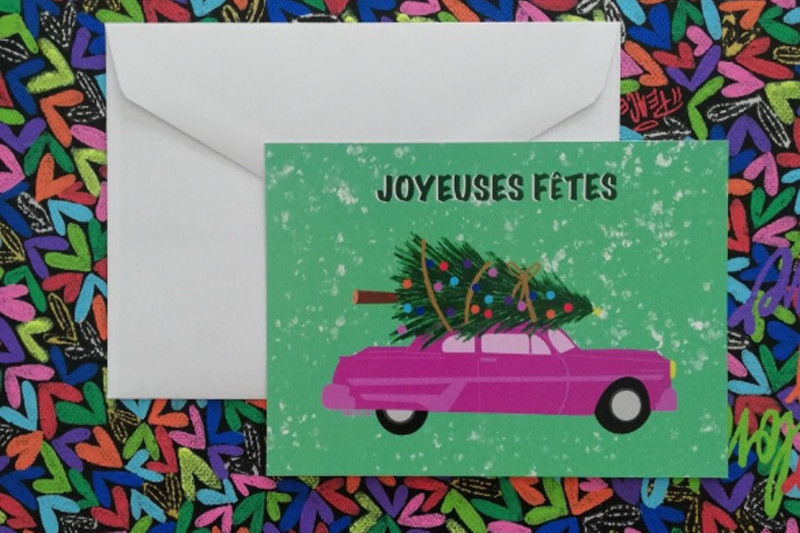  Carte - Cadillac Joyeuses Fêtes - Vert