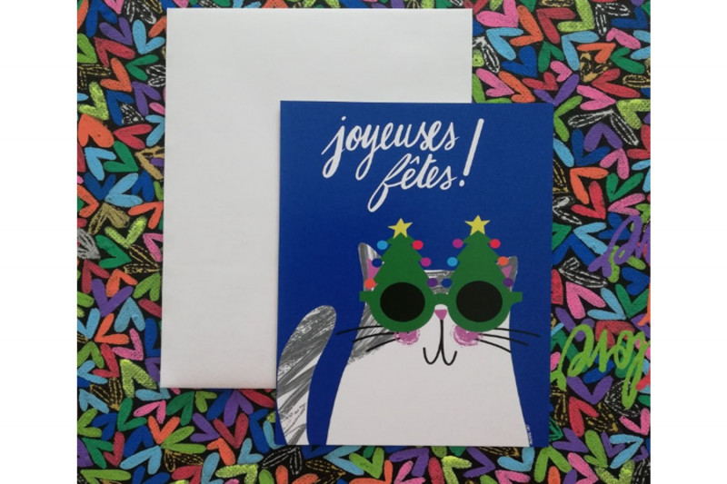 Carte - Chat Joyeuses Fêtes