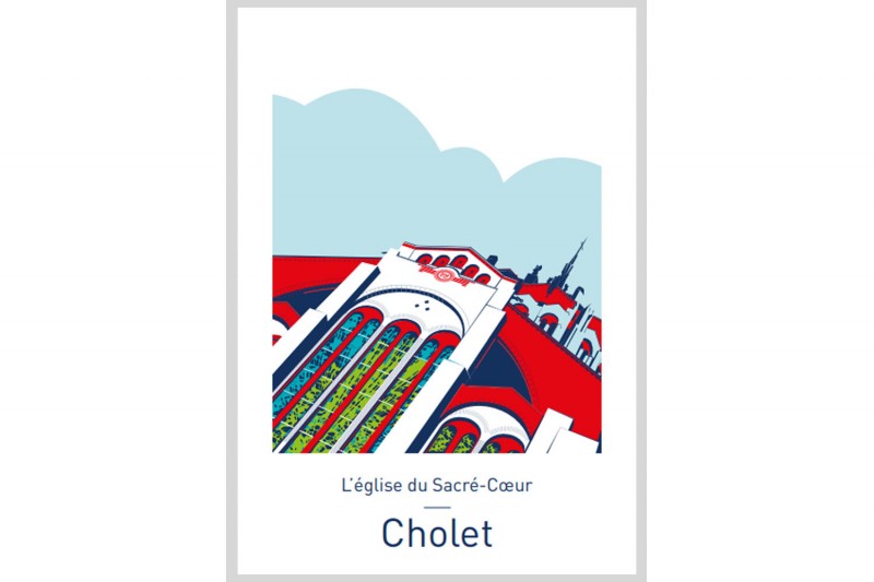 Carte postale Illustrée L'église du Sacré-Coeur - Cholet Carte postale Illustrée L'église du Sacré-Coeur - Cholet