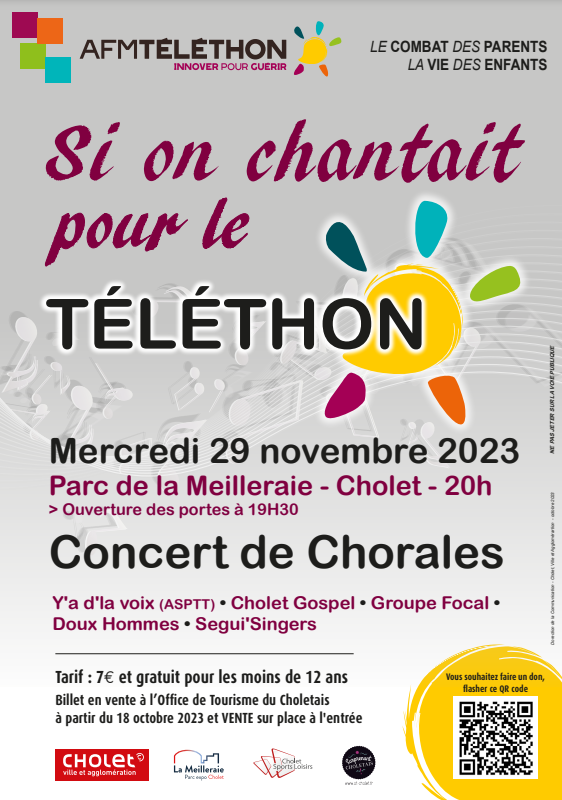 concert chorales Téléthon agenda manifestation cholet