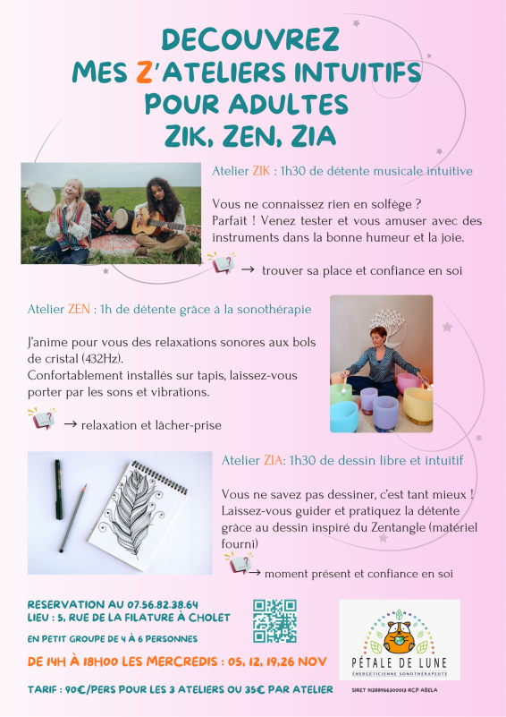 Agenda manifestation cholet Découvrez mes z'ateliers intuitifs pour adultes 