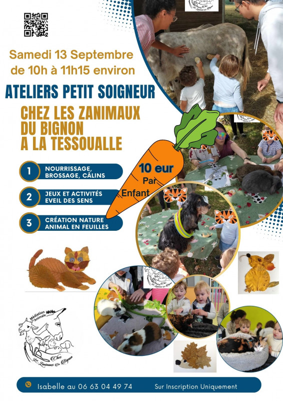 Ateliers Petit Soigneurdu 13 septembre avec animal en feuilles.