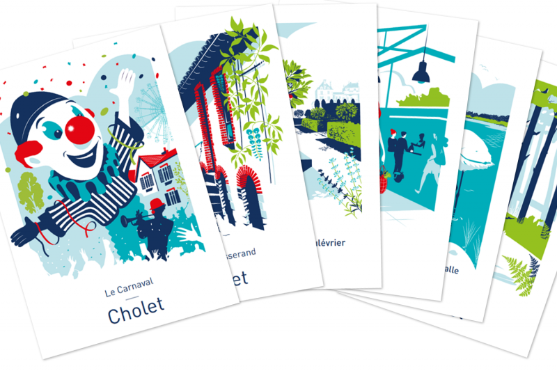 Ensemble de 6 Cartes postales Illustrées