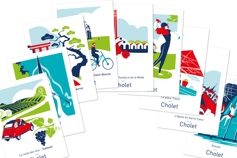 Ensemble de 9 Cartes postales Illustrées