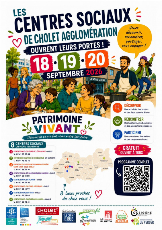 les 8 centres sociaux de Cholet Agglomération ouvrent leurs portes entre le 18 et le 20 septembre 2026 les 8 centres sociaux de Cholet Agglomération ouvrent leurs portes entre le 18 et le 20 septembre 2026