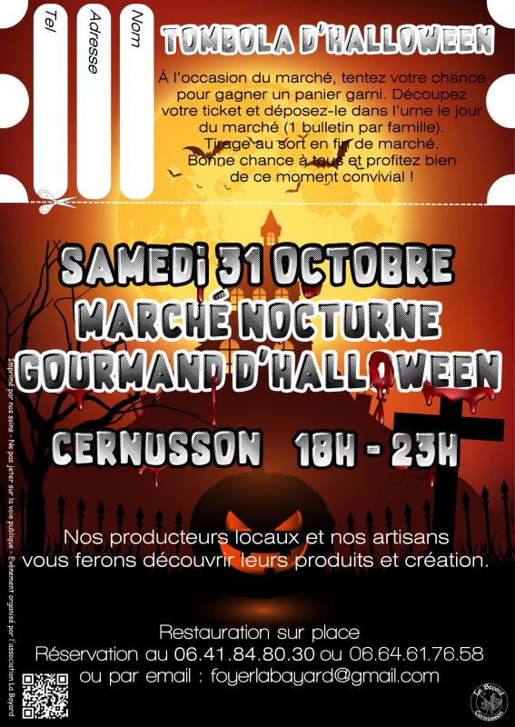 Marché nocturne gourmand d'halloween (49) CERNUSSON - © Foyer Bayard Agenda manifestation Marché nocturne gourmand d'halloween (49) CERNUSSON