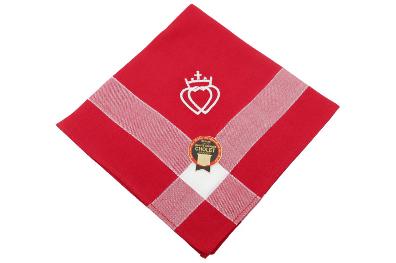 Mouchoir brodé de Cholet - Cœur Vendéen Mouchoir brodé de Cholet - Cœur Vendéen