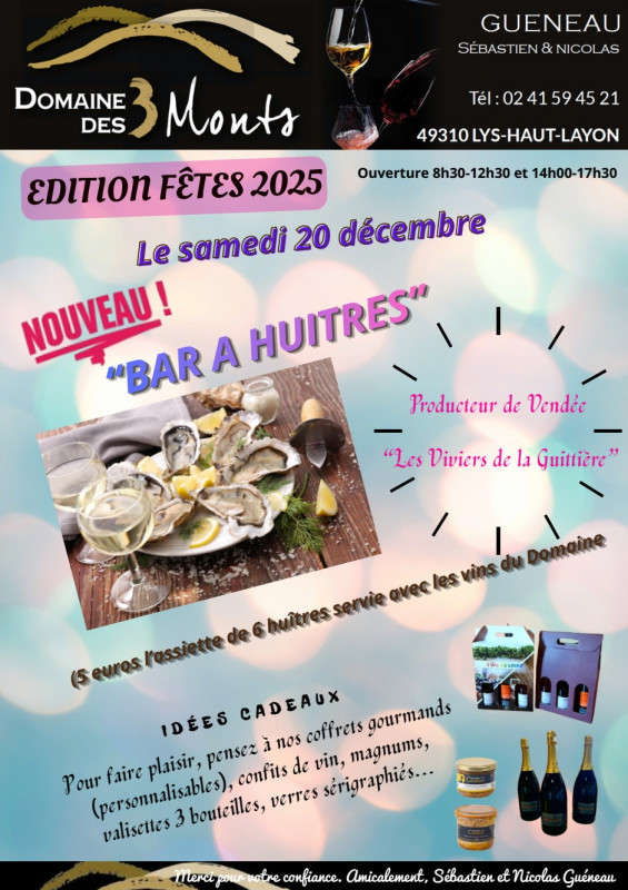 Noël Gourmand au Domaine des Trois Monts - © Domaine des Trois Monts / GUENEAU Vin Vignoble Dégustation Haut-Layon Noël