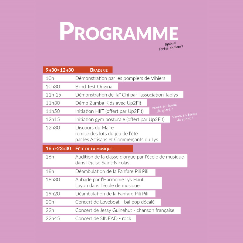 Programme Lys-Haut-Layon en Fête ! - © Elodie MORCRETTE / Service Communication LHL Programme Fête Musique Braderie