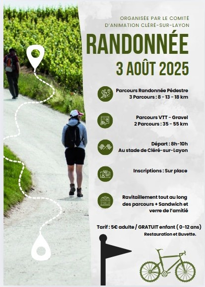 Randonnée Pédestre VTT Gravel Cléré-sur-Layon