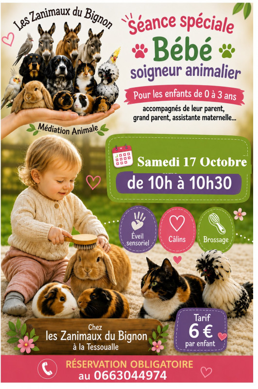 Agenda manifestation  La Tessoualle Séance spéciale bébé soigneur animalier