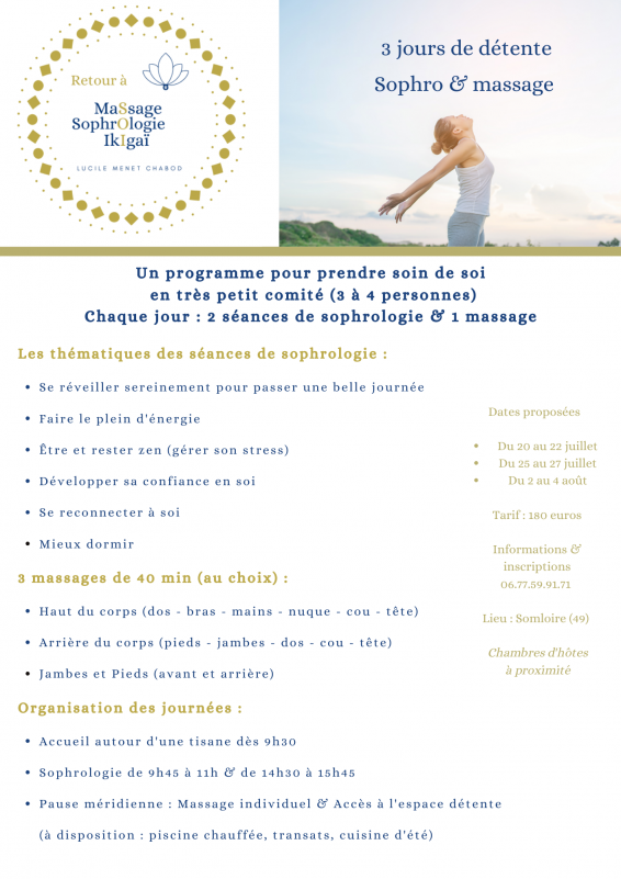 Séjour / stage bien-être (sophrologie et massages)
