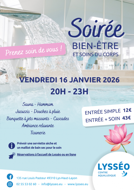 Soirée bien être piscine Lysseo Vihiers